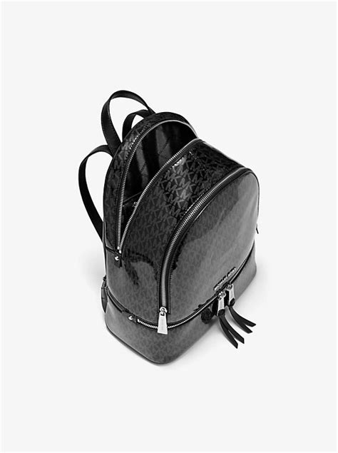 michael kors rhea medium glossy signature backpack|Michael Kors signature backpack.